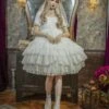 White Sweet Lolita OP Dress Wedding Dress Neverland Cascading Ruffles Bows Floral Print Short Sleeves Lolita One Piece Dresses -AYA Cosplay Shop 202011111658212924450