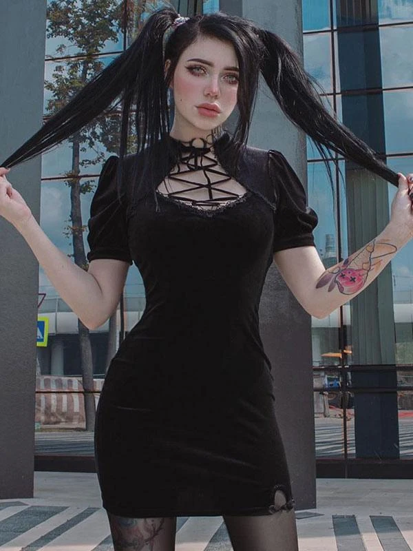 Women Black Bodycon Dress Short Sleeves Korean Velvet Cheongsam Short Wrap Dresses 3 Women Black Bodycon Dress Short Sleeves Korean Velvet Cheongsam Short Wrap Dresses