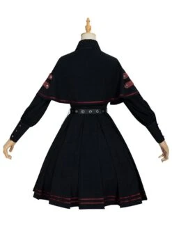 Gothic Lolita OP Dress Military Style 4 Pieces Set Black Academic Lolita Outfits -AYA Cosplay Shop 202012011937165219271