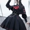 Gothic Lolita OP Dress Military Style 4 Pieces Set Black Academic Lolita Outfits -AYA Cosplay Shop 202012011937184845797