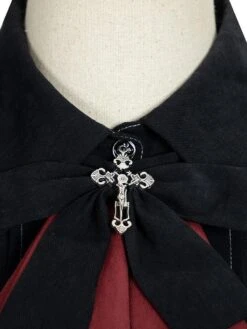 Gothic Lolita OP Dress Military Style 4 Pieces Set Black Academic Lolita Outfits -AYA Cosplay Shop 202012011937194991998