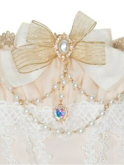 Sweet Lolita JSK Dress 3 Pieces Set White Sleeveless Lace Up Bows Lolita Jumper Skirts -AYA Cosplay Shop 202012081619012898445