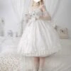 Sweet Lolita JSK Dress Neverland Lace Cascading Ruffles Bows White Lolita Jumper Skirts