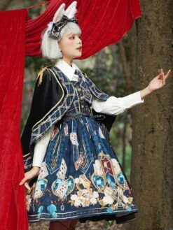 Sweet Lolita JSK Dress Red Black Polyester Tie Idol Clothing Lolita Jumper Skirt -AYA Cosplay Shop 202012171625498886738