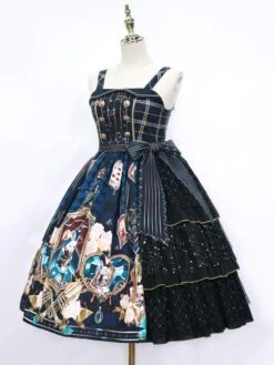 Sweet Lolita JSK Dress Red Black Polyester Tie Idol Clothing Lolita Jumper Skirt -AYA Cosplay Shop 202012171625520285788