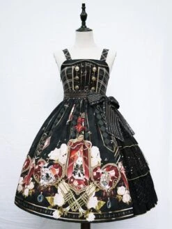 Sweet Lolita JSK Dress Red Black Polyester Tie Idol Clothing Lolita Jumper Skirt -AYA Cosplay Shop 202012171625528033160
