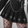 Black Gothic Skirt Chain Polyester Retro Dress -AYA Cosplay Shop 202012281843085481969