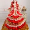 Retro Costumes Red Embroidered Polyester Headwear Dress Retro Marie Antoinette Costume Set Vintage Clothing -AYA Cosplay Shop 202012311330454564859