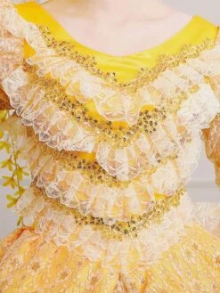 Retro Costumes Golden Marie Antoinette Embroidered Polyester Headwear Dress Retro Masquerade Ball Gown -AYA Cosplay Shop 202012311331099756545