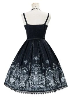 Gothic Lolita OP Dress 2-Piece Set Sleeveless Polyester JSK Dark Lolita Jumper Skirt Outfit -AYA Cosplay Shop 202101131656396793950
