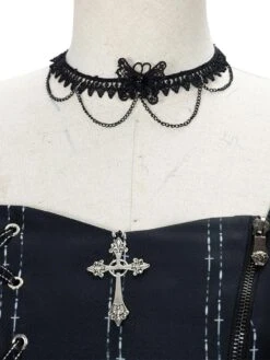 Gothic Lolita OP Dress 2-Piece Set Sleeveless Polyester JSK Dark Lolita Jumper Skirt Outfit -AYA Cosplay Shop 202101131656409425028