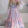 Sweet Lolita JSK Dress Kawaii Dress Light Sky Blue Polyester Sleeveless Bows Sweet Lolita Jumper Skirts -AYA Cosplay Shop 20210118112642666353