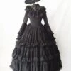 Dark Gothic Lolita OP Dress Palace Wedding Dress 4-Piece Set White Ruffles Long Sleeve Sweet Lolita One Piece Dresses -AYA Cosplay Shop 202101271022181267328