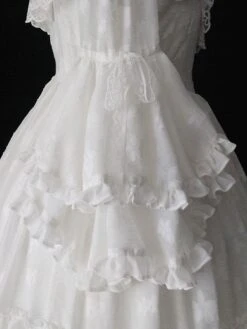 Dark Gothic Lolita OP Dress Palace Wedding Dress 4-Piece Set White Ruffles Long Sleeve Sweet Lolita One Piece Dresses -AYA Cosplay Shop 202101271022184383813