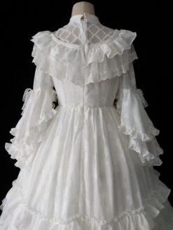 Dark Gothic Lolita OP Dress Palace Wedding Dress 4-Piece Set White Ruffles Long Sleeve Sweet Lolita One Piece Dresses -AYA Cosplay Shop 202101271022193734552