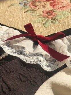 Sweet Lolita OP Dress Lace White Polyester Long Sleeves Red Bowknot Ruffles Snow White Traditional Lolita One Piece Dresses -AYA Cosplay Shop 202103151640191204462