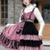 Sweet Lolita JSK Dress Watermelon Red Polyester Sleeveless Polka Dot Nets Tiered Lolita Jumper Skirts