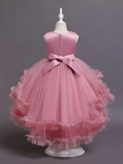 Flower Girl Dresses A-Line Jewel Neck Sleeveless Red Bows Polyester Sequined Tulle Polyester Cotton Kids Social Party Dresses Princess Dress -AYA Cosplay Shop 202104061722003984758