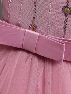 Flower Girl Dresses A-Line Jewel Neck Sleeveless Red Bows Polyester Sequined Tulle Polyester Cotton Kids Social Party Dresses Princess Dress -AYA Cosplay Shop 202104061722007696820