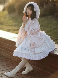 Japanese Style Lolita OP Dress Long Sleeve Floral Print Pink Bows Sweet Lolita One Piece Dresses 9 Japanese Style Lolita OP Dress Long Sleeve Floral Print Pink Bows Sweet Lolita One Piece Dresses -AYA Cosplay Shop 202104091444337034774