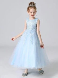 White Flower Girl Dresses Jewel Neck Sleeveless Bows Kids Party Dresses Princess Dress -AYA Cosplay Shop 202104161850277163421