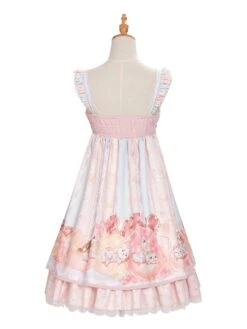 JSK Sweet Lolita JSK Dress Pink Bowknots Sleeveless Daily Casual Lolilta Jumper Skirt -AYA Cosplay Shop 202104161850516642003