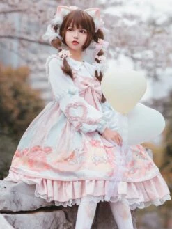 JSK Sweet Lolita JSK Dress Pink Bowknots Sleeveless Daily Casual Lolilta Jumper Skirt -AYA Cosplay Shop 202104161850523051587