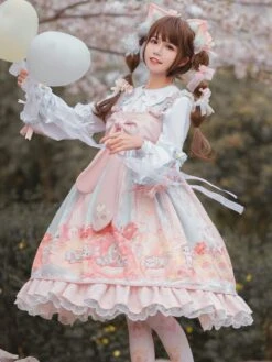 JSK Sweet Lolita JSK Dress Pink Bowknots Sleeveless Daily Casual Lolilta Jumper Skirt