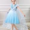 Blue Flower Girl Dresses Jewel Neck Lace Sleeveless Short Princess Dress Kids Social Party Dresses -AYA Cosplay Shop 202104161851455753199
