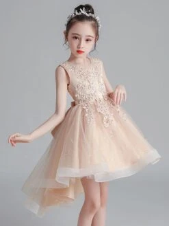 White Flower Girl Dresses Jewel Neck Sleeveless Bows Kids Party Dresses Short Princess Dress -AYA Cosplay Shop 202104191722565819268