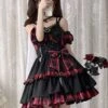 Idol clothes Lolita JSK Dress Red Plaid Pattern Sleeveless Ruffles Bows Lace Up Lolita Jumper Skirt Black Friday Deals 2024 -AYA Cosplay Shop 202105292329536415831