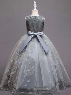 Kids Dress Princess Party Dress Jewel Neck Ankle-Length A-Line Embroidered Sleeveless Flower Girl Dress -AYA Cosplay Shop 202106071709444497875