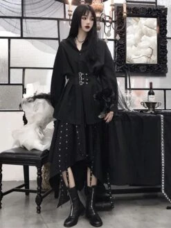Gothic SK Dress Black Skirt Polyester Daily Casual Long Skirt -AYA Cosplay Shop 202106091820014346271