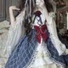 Sweet Lolita OP Dress Polyester Long Sleeves Dress Bow Two-Tone Lace Plaid Pattern Lolita One Piece Dress -AYA Cosplay Shop 202106111417366182483