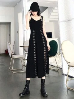 Gothic OP Dress Polyester Metallic Pattern Long One Piece Dress -AYA Cosplay Shop 202106111418432989932