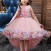 Kids Dress Bows Flowers Jewel Neck Sleeveless Formal Kids Pageant Flower Girl Dress -AYA Cosplay Shop 202106201623396813798
