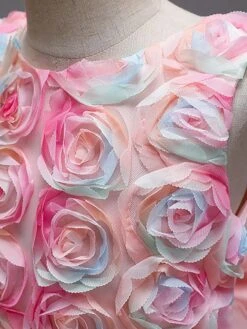 Kids Dress Bows Flowers Jewel Neck Sleeveless Formal Kids Pageant Flower Girl Dress -AYA Cosplay Shop 202106201623406437139