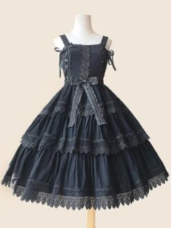 Sweet Lolita JSK Dress Sleeveless Lace Bowknot Red Lolita Jumper Skirt -AYA Cosplay Shop 202106201625268962754