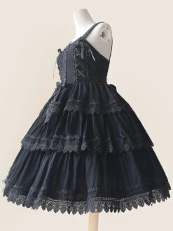 Sweet Lolita JSK Dress Sleeveless Lace Bowknot Red Lolita Jumper Skirt -AYA Cosplay Shop 202106201625272239073