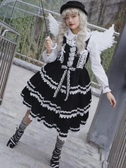 Sweet Lolita JSK Dress Sleeveless Lace Bowknot Red Lolita Jumper Skirt -AYA Cosplay Shop 202106201625275281802