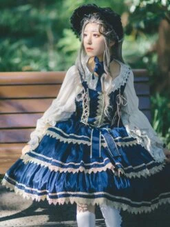 Sweet Lolita JSK Dress Sleeveless Lace Bowknot Red Lolita Jumper Skirt -AYA Cosplay Shop 202106201625288616010