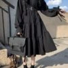 Gothic Lolita OP Dress Black Long Sleeves Ruffles Polyester Lolita One Piece Dress -AYA Cosplay Shop 202107121710425468240