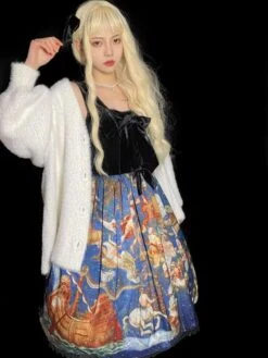 Classical Lolita JSK Dress Khaki Sleeveless Ruffles Floral Print Lolita Jumper Skirt -AYA Cosplay Shop 202107291811220798648