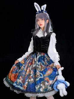 Classical Lolita JSK Dress Khaki Sleeveless Ruffles Floral Print Lolita Jumper Skirt -AYA Cosplay Shop 202107291811240158035