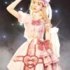 Idol clothes Lolita OP Dress 4-Piece Set Sleeveless Plaid Pattern Bows Metal Details Polyester Pink Lolita One Piece Outfit -AYA Cosplay Shop 202108051457180179757
