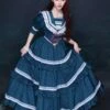 Classical Lolita OP Dress Blue Gray Lace Ruffles Short Sleeves Lolita One Piece Dress -AYA Cosplay Shop 202108221253284964815