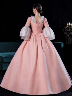 Prom Dress Pink Retro Costumes For Women Side Draping Pleated Marie Antoinette Costume Dress Euro-Style Vintage Clothing -AYA Cosplay Shop 202108231905137395801