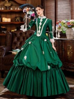 Green Retro Costumes For Women Dress Euro-Style Marie Antoinette Costume Masquerade Ball Gown -AYA Cosplay Shop 20210823190514957404