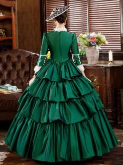 Green Retro Costumes For Women Dress Euro-Style Marie Antoinette Costume Masquerade Ball Gown -AYA Cosplay Shop 202108231905153496953