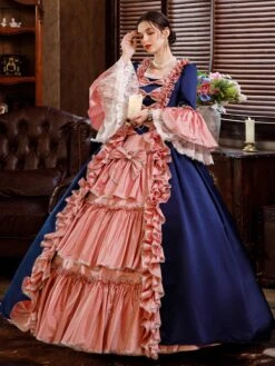 Prom Dress Pink Retro Costumes Dress For Women Euro-Style Marie Antoinette Costume Party Prom Dress -AYA Cosplay Shop 202108231905165486422
